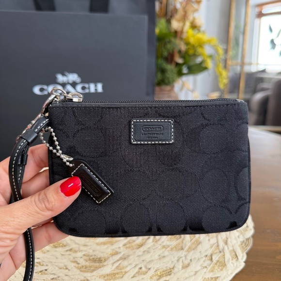 Coach Handbags - Coach Signature Jacquard Leather Wristlet Wallet Mini Clutch Bag Vintage Y2K